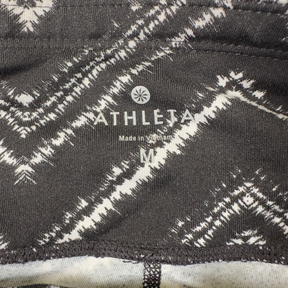 Athleta Women's Medium Capri Athletic Leggings Black White Striped Pants - Picture 5 of 10